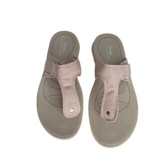 Clarks Cloudsteppers Pink Thong Style Slip On Open Toe Summer Sandals Women's 9M